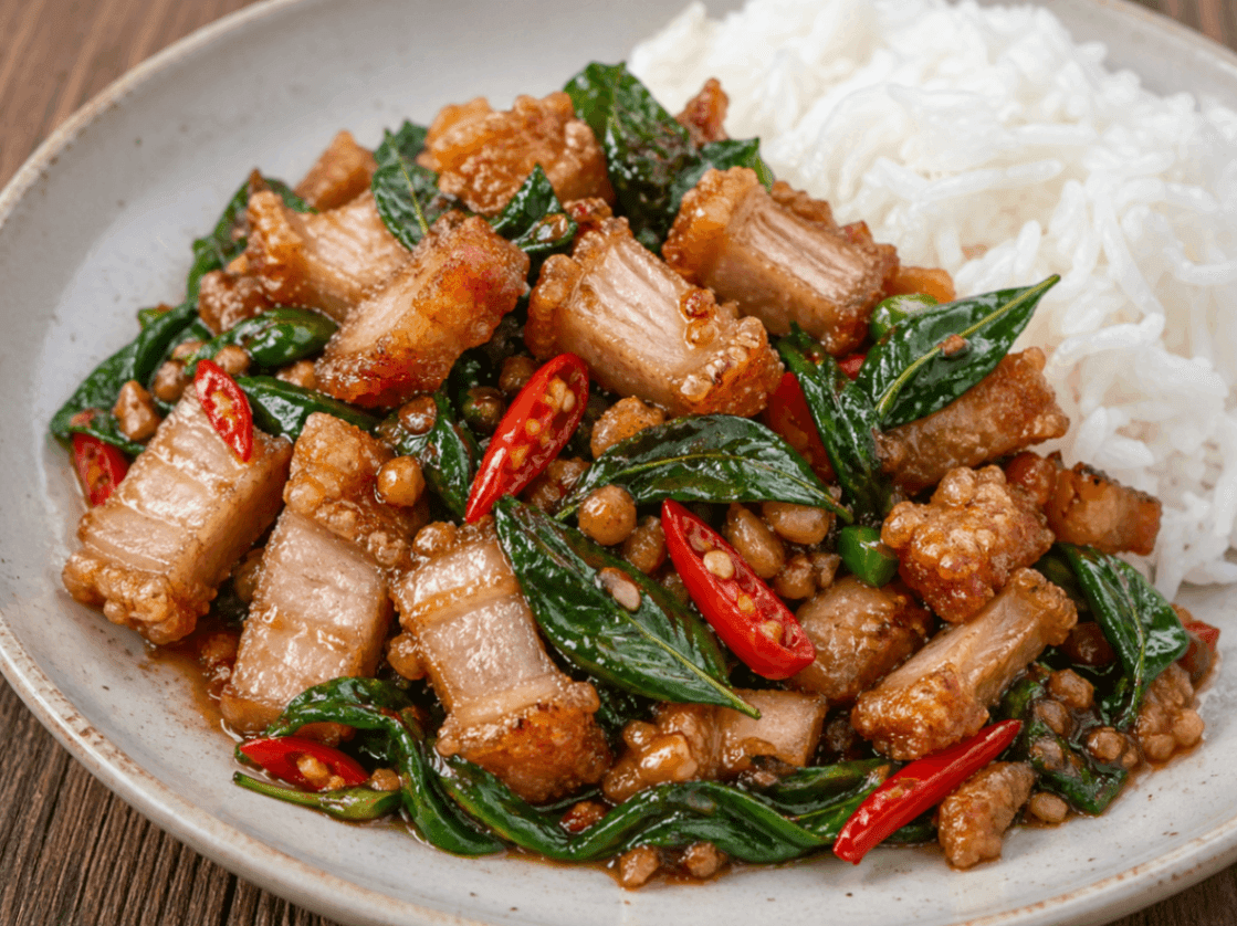 ผัดกะเพราหมูกรอบ - 1